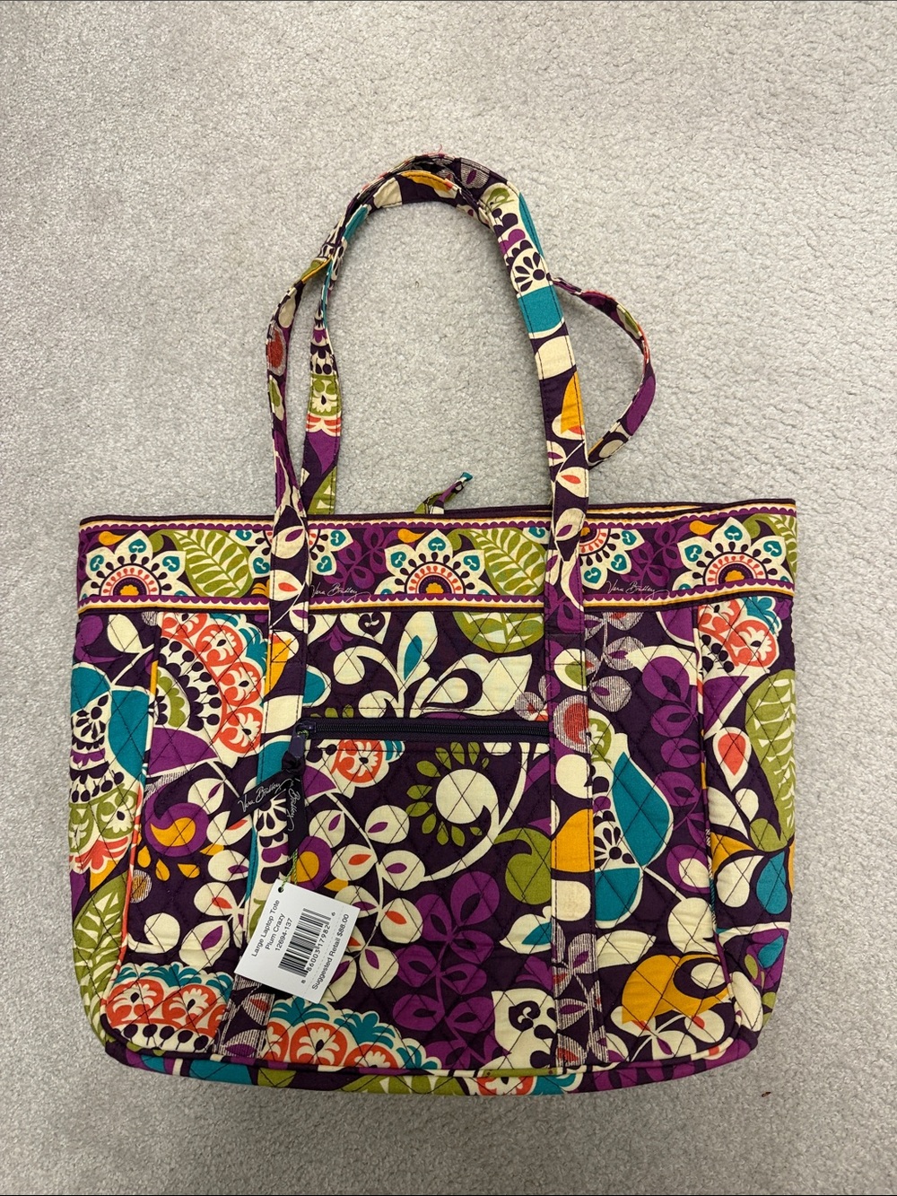 Vera Bradley Purple Multicolor Quilted Floral Tote